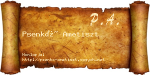 Psenkó Ametiszt névjegykártya