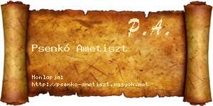 Psenkó Ametiszt névjegykártya